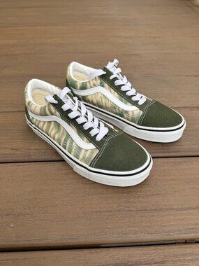 Vans Old Skool Woodland Wash Olive Womens Size 6.5, New In Box
